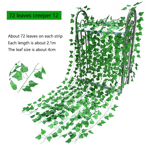 12 tekonoksia tekosilkkilehtiä keinotekoinen muratti 72 leaves creeper