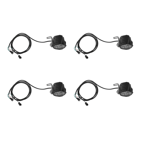 4x E-cykel LED Forlygte 12v 24v 36v 48v 60v 72v Cykellys Med Horn Vandafvisende Forlygte