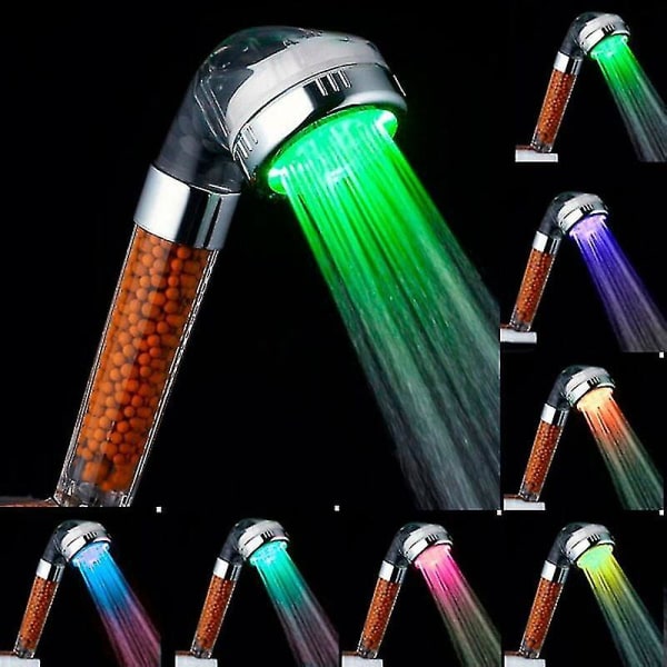 Farverigt LED-lys vandfilter brusehoved - oplys dine badeværelser med stil