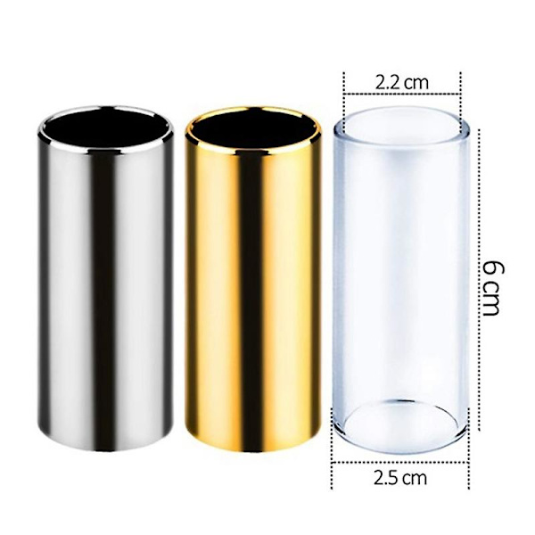 Guitar Slide 1 Glass Slide, 1 Steel Slide Og 1 Messing Guitar Slide, 6 Stk Guitar Picks Og 4 Finger