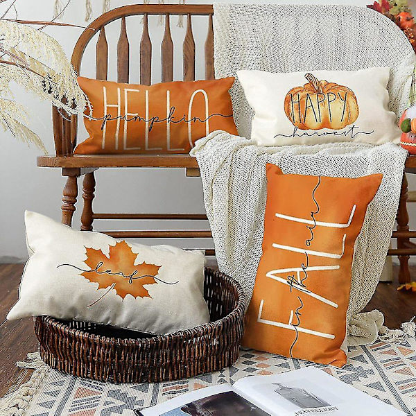 Höstdekor Lönnlöv Kuddfodral, 12 X 20 Kuddar Höst Thanksgiving Kuddfodral För Soffa