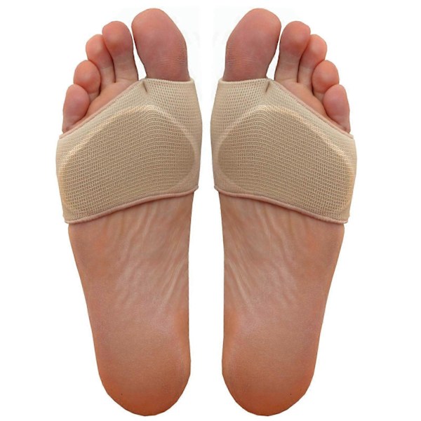 Metatarsal Puder til Kvinder og Mænd - Fodpuder til Fodkuglen - Gelærme Puder - Bløde Stofsokker til Støtte af Fodsmerter (Beige)