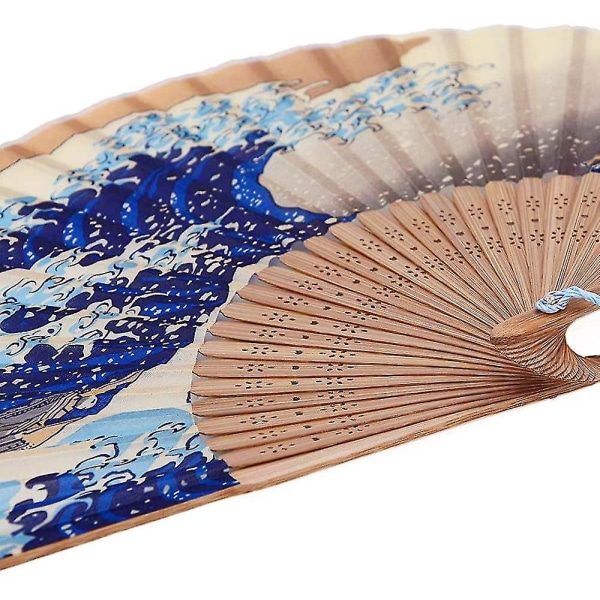 Japanilainen käsintehty maisema bambu-silkki taitettava tuuletin, vintage retrotyyli naisten naisten tytöille