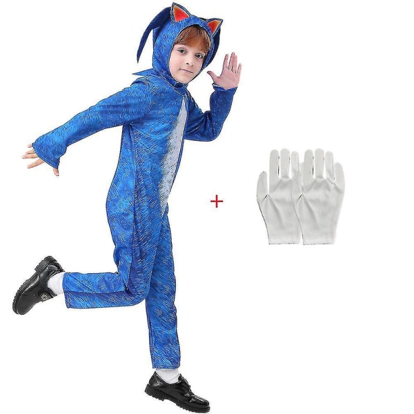Cosplay kostymer Kids Mus Party Jumpsuit + Hansker Supersonic Mouse Blue M