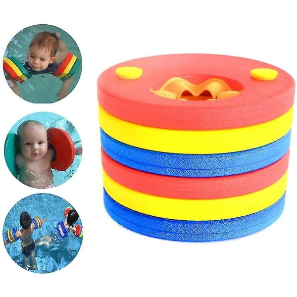 Kid Arm Float Discs Avtakbare Eva Foam Swim Arm Band Kids Learn Pool Float Board, svømmearmbånd Float Set (blå, gul, rød) (6stk)
