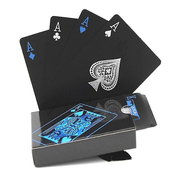 Vedenpitävä puhdas musta muovinen pokerilautapelikortti Pvc Magic -pelikortti Solitairered