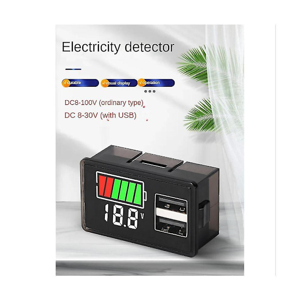 Batteriladningsnivåindikator Litiumbatterikapasitetsmåler Testdisplay Led Tester Voltmeter, Us