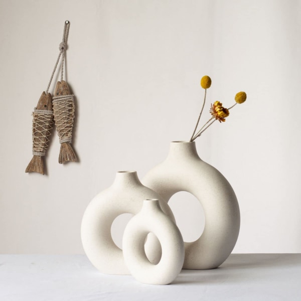 Pampas Reed Vase, Creative Vase Home Decor(M, White)