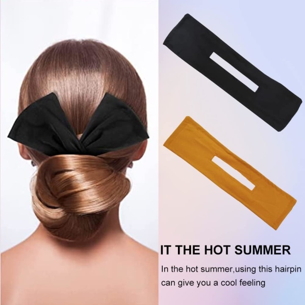 Bulle, Donut Maker, Braider, Donut Hair Tool, Hårstyling, Håraccessoarer, För tjockt eller långt hår, 2-pack (Stil 1) Yellow+black