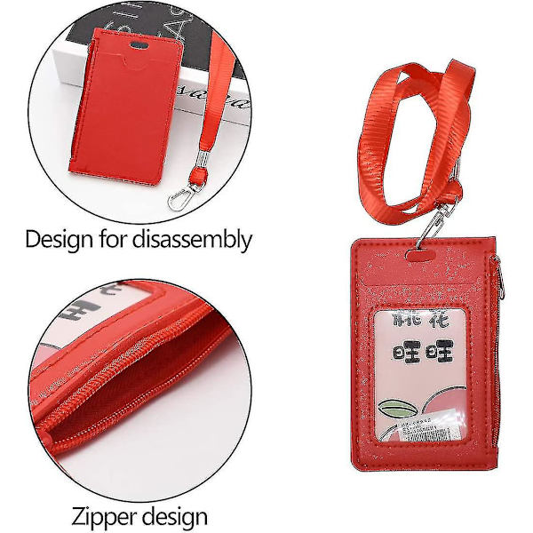 6 stk. Heavy Duty Læder Badge Lanyard Holder Med Lanyard N