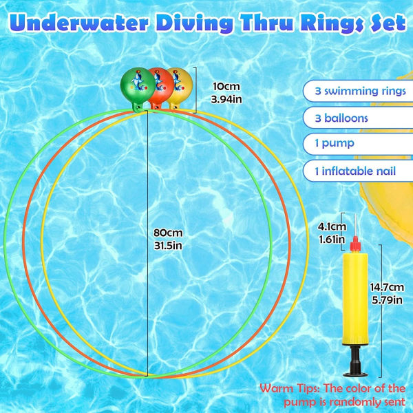 Set med 3 dykleksaker, undervattensdykningsringar, poolleksaker dykningsringar set, pooldykningsleksaker, dykningsringar, undervattensleksaker för barn, vattensimning, P