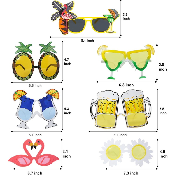 7 Par Festbriller, Nyhedssolbriller Sjove Solbriller Funky Briller Sjove Fancy