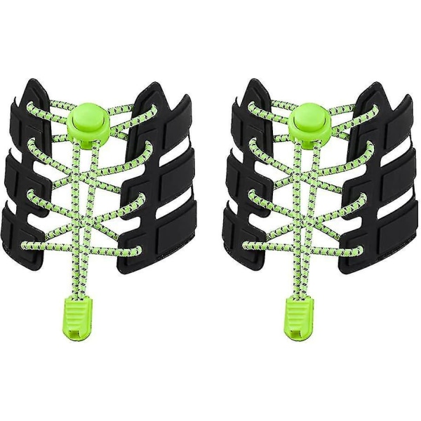 Wekity Two par elastiska skosnören utan snörning är alla storlekar, lämpliga för vuxna och barnfluorescerande gröna