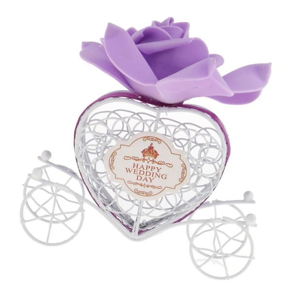 Happy Wedding Day Love Heart Trolley Candy Gift Box Wedding Party Decor Purple