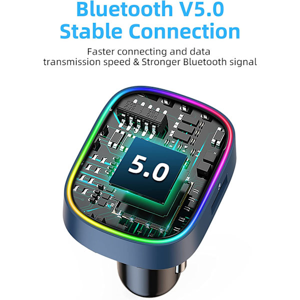 Bluetooth FM-sender for bil, radio AUX-adapter med dobbel