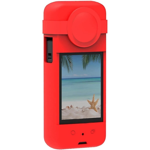 Silikoninen case , joka on yhteensopiva Insta360 One X3 kanssa objektiivin cap Panoramic Action -kameran case Red