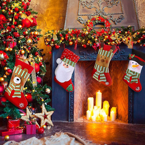 4 kappaletta Ings 15\" Lar Man Santa Reindeer Hanging Socks C Treat Bag