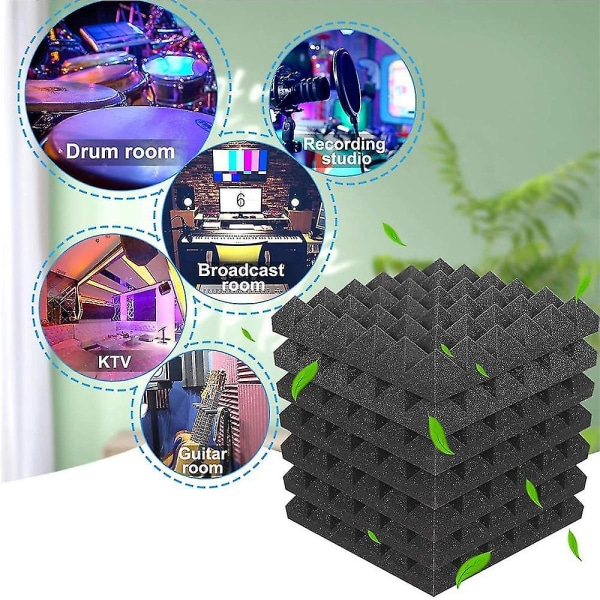24 stk. 30x30x2,5cm Lydabsorberende Bomuld Lydabsorberende Skum Lydabsorberende Skum