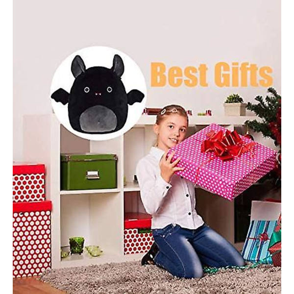 1 stk plysj flaggermusleke 8 tommer utstoppede dyr plysjdukker myk søt beste gave egnet for alle aldre ferie bursdag hjemmedekorasjon gave svart