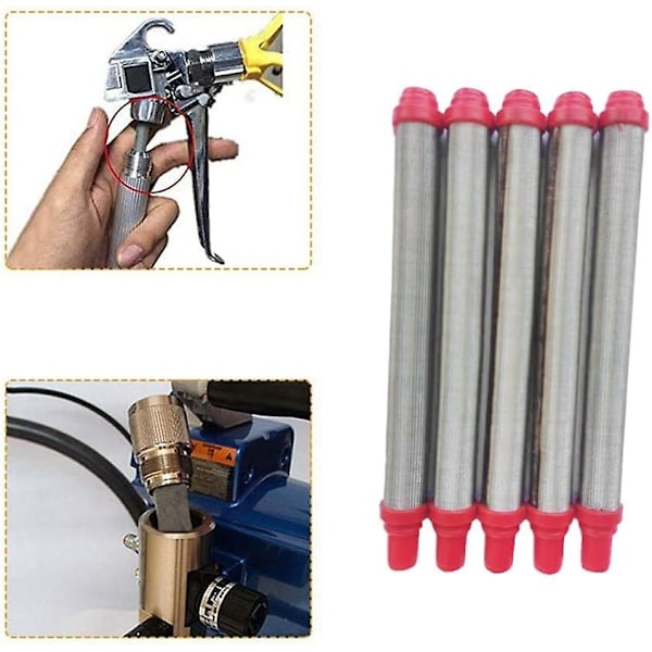 5 stk. Mesh-filter til Wagner Airless malersprøjte 304 rustfrit stål, rød, 103*10,5mm