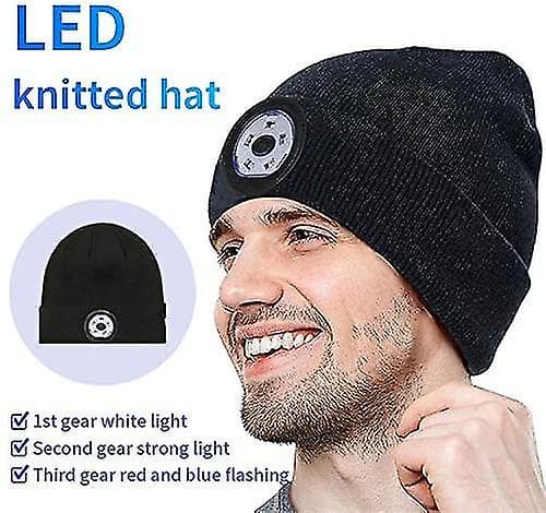 Beanie-lue med lys - 5 LED-lys