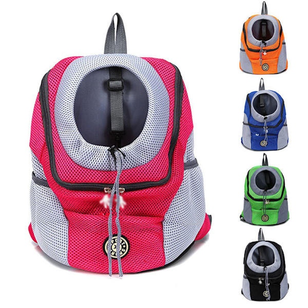 Rejsetaske til kæledyr, hund, hvalp, rejse, mesh-rygsæk, front, bærbar skuldertaske rose red M