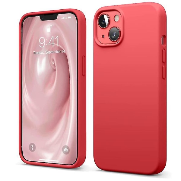 Chronus flytende silikondeksel kompatibel med Iphone 13-deksel (6.1"), full kroppsbeskyttelse - 3-lags støtsikkert telefondeksel (rød)