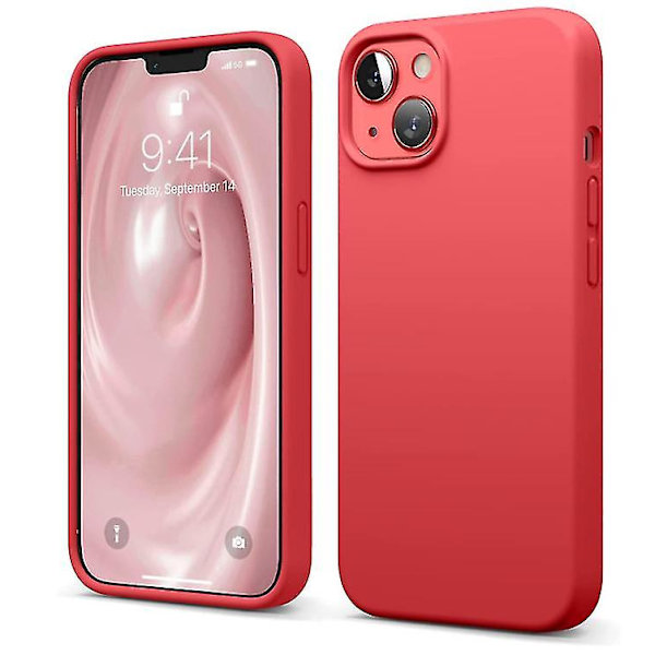 Chronus nestemäinen silikonikotelo yhteensopiva iPhone 13 -kotelon kanssa (6,1 tuumaa), koko kehon suojaus - 3-kerroksinen iskunkestävä puhelinkotelo (punainen)
