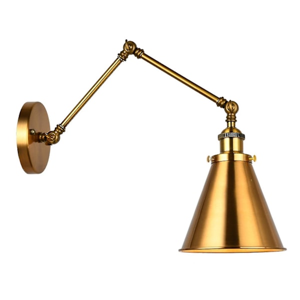 Industriell Vägglampa i Mässing med Konisk Skärm och Justerbar Arm för Inomhus, Bar, Lager, Hall - haoyi