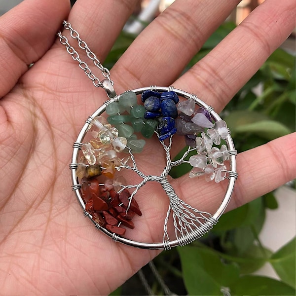 7 Chakra Krystaller Livets Træ Healing Krystal Chakra Vedhæng Halskæde Uden Kæde Ædelsten Vedhæng Smykker
