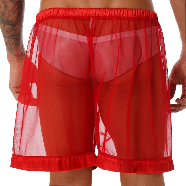 Miesten mesh läpinäkyvät löysät lounge boxer alusvaatteet kesäiset rantavaatteet S-3xl