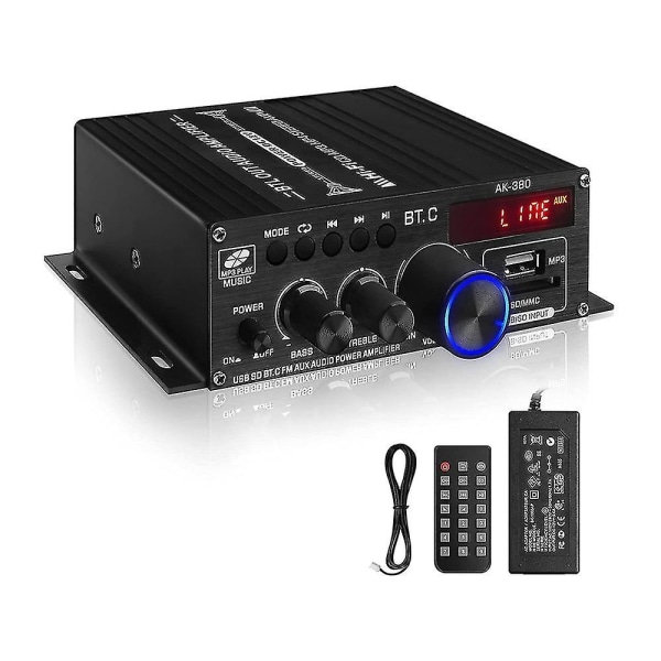 -380 Usb Sd Bt.c Aux Audio 400w+400w 2.0 Hifi Stereo Amp Højttaler Bluetooth 5.0 Amp Modtager Eu Plug