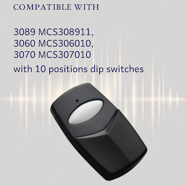 1 stk. Garageportåbner, til Linear Multi Code 3089 Mcs308911, Til 3060, 3070, 4120 10 Dip Switch Pr