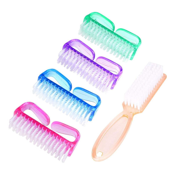 Nagelborste, Skrubbrengöringsborste för handnaglar, Rengöringsmedel för tår och naglar, Pedikyrskrubbverktygssats för män och kvinnor, 5-pack (Flerfärgad)
