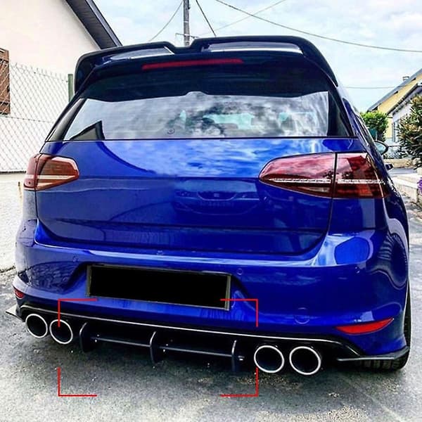 Til Golf 7r Golf 7 R 2013-2016 Glans Sort Bagagerumsdiffusor Splitter Spoiler Fin Trim