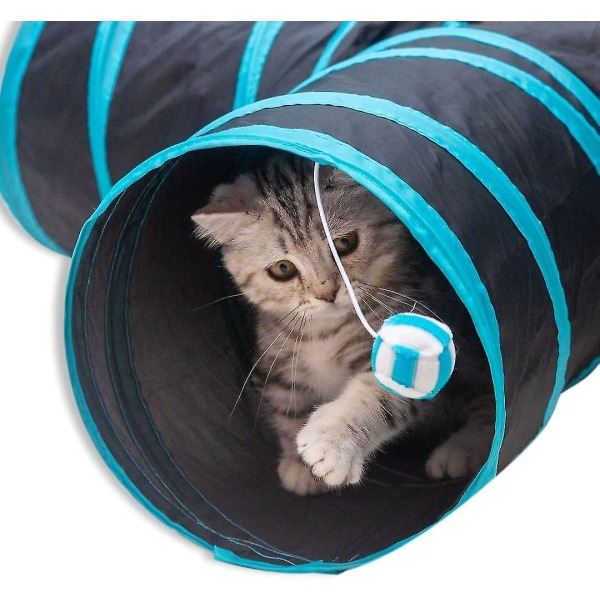 3-suuntainen kissatunneli, kokoontaitettava kissatunneli interaktiiviset lelutunnelilelut kissoille, pennuille, kaneille, marsuille