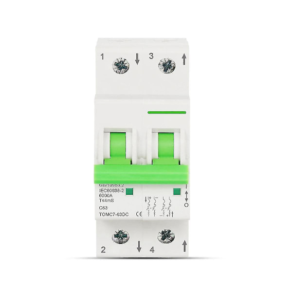 Dc550v Solcelle Pv Afbryder 2p 63a Mini Afbryder Til Pv System Kortslutningsbeskytter