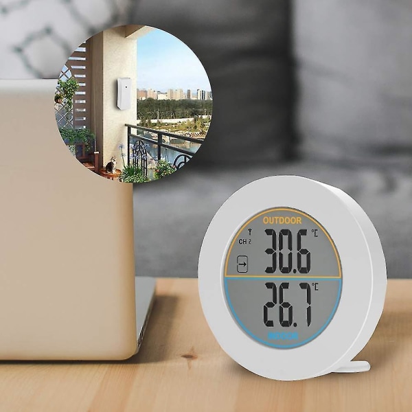 Indendørs og udendørs termometer, digitalt trådløst termometer med sondesensorer, hd LCD display temperaturdetektor, min/maks hukommelse, trend, /