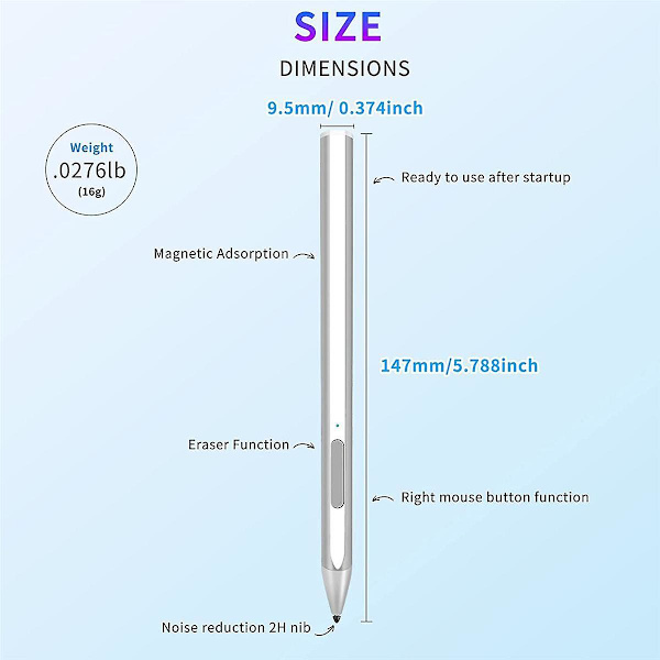Stylus Pen Magnetisk Til Surface Pro 3/4/5/6/7 Pro X Go 2 Book Latpop 4096 Niveauer Tryk Palm Reje