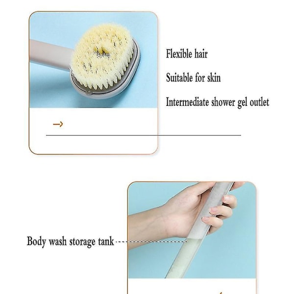 Multifunktionel aftagelig badebørste Tilbage Kropsbadekar Brusebad Svampe scrubber børster med håndtag massager badeværelse børste