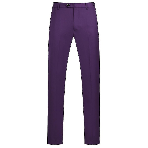 Miesten puku Business Casual 3-osainen puku Blazer Housut Liivi 9 väriä Z Purple 2XL