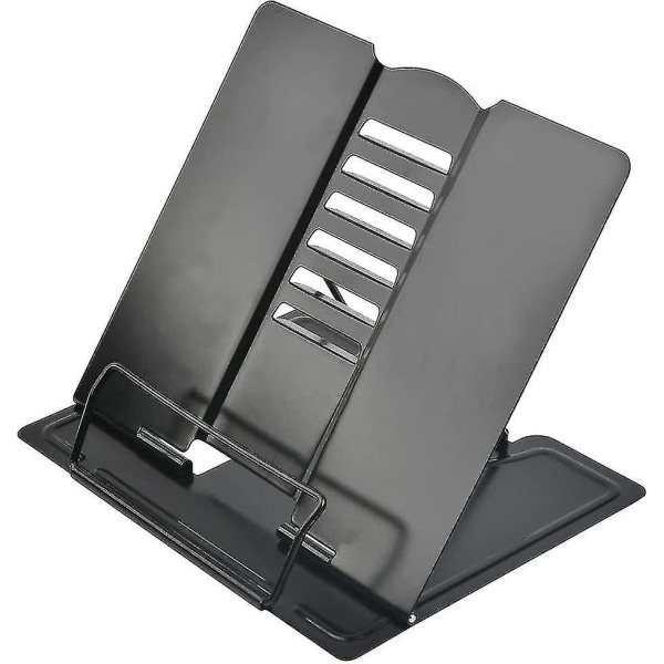 Sammenleggbar og justerbar bokhylle i metall Lesestativ for Ipad, nettbrett, oppskrifter, skrivebord, 6 vinkel justerbar 21 * 19cm