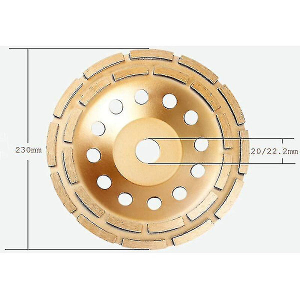 Diamant Slipsten 230 X 22.2 Mm - Turbo Diamantkopphjul För Betong, Granit, Sten