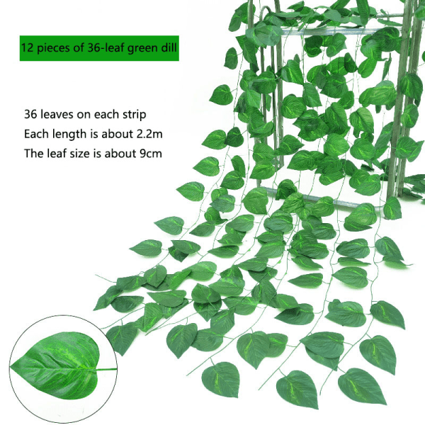 12 falske vinranker falske eføy blader kunstig eføy 36 green radish leaves