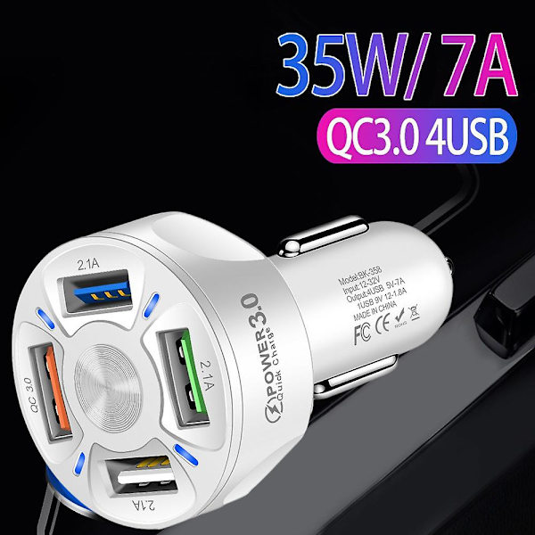 Qc3.0 USB-biloplader, telefonopladningsadapter, forlænger, splitter