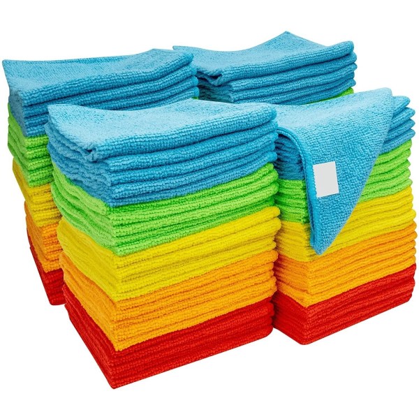 Mikrofiber-rengøringsklude, 8-pack rengøringsklude, rengøringshåndklæder i 4 farvekombinationer, 11,5" X 11,5" (grøn/blå/gul/pink)