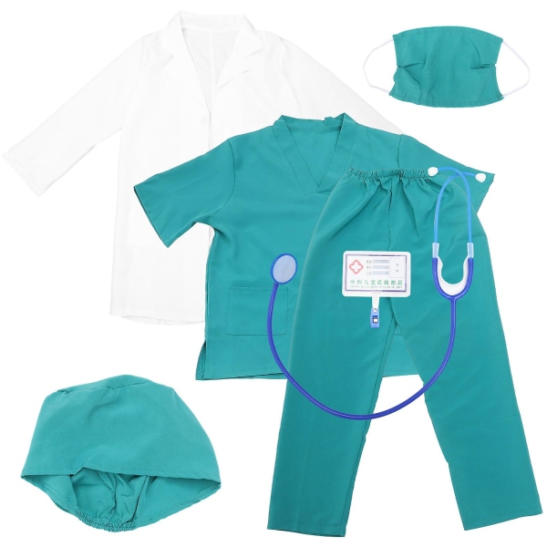 1 Sæt Børnelæge Kostume Kirurgisk Lægedragt Uniform Med
