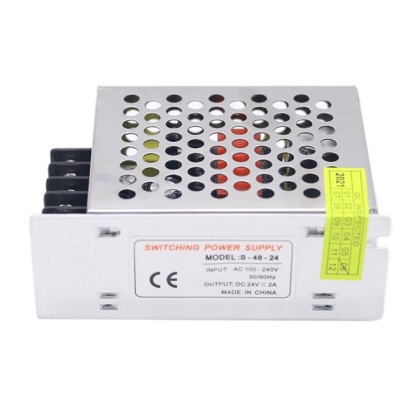 AC 100V240V till DC 24V 2A 48W Spänningsomvandlare Strömbrytare Strömförsörjning för LED-remsa