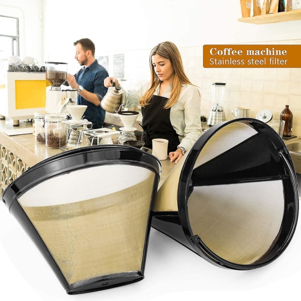 Genanvendeligt kaffefilter Permanent kaffefiltre Kegleform Størrelse 4 Vaskbar husholdningskaffe-netkurv (youxiu)