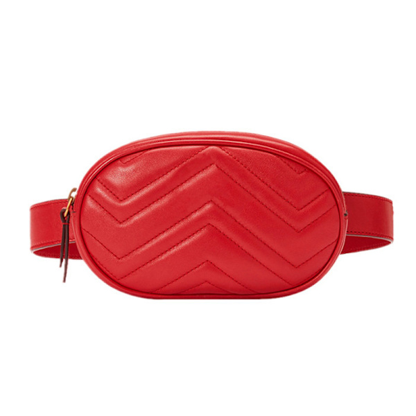 Crossbody-taske med kunstlæder, klassisk V-formet quiltet, to måder at bruge, chic damebæltetaske